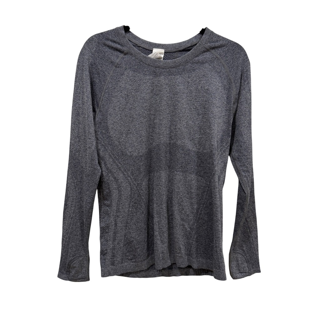 Athleta Momentum Long Sleeve Top Gray Heathered Seamless Activewear Large 530525